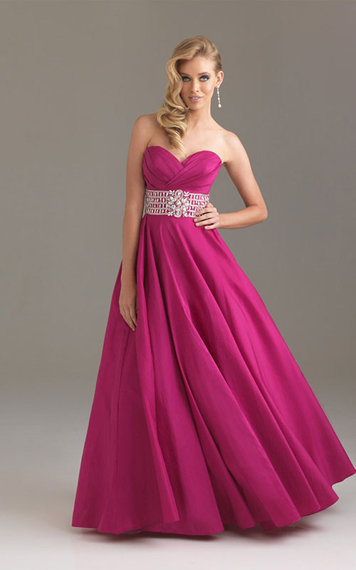 Night Moves Sweetheart Beading Empire Waistband Rcuhed Prom Dress